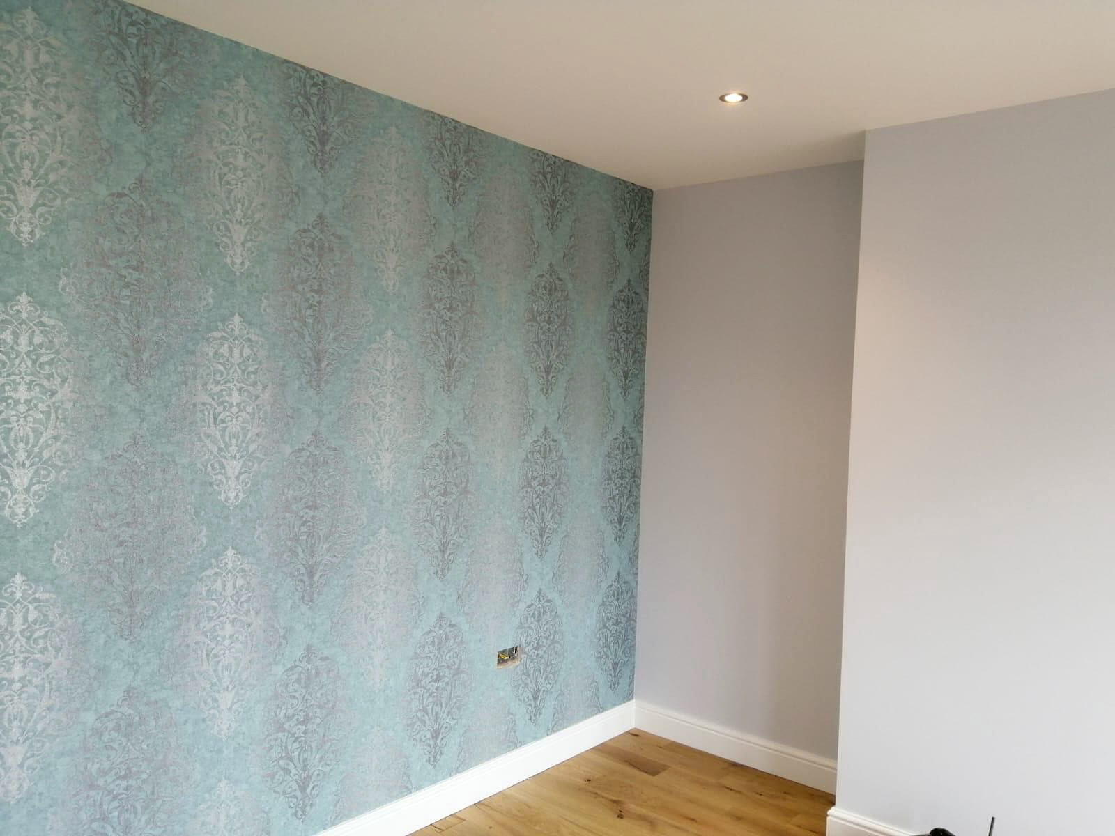 Damask wallpaper feature wall
