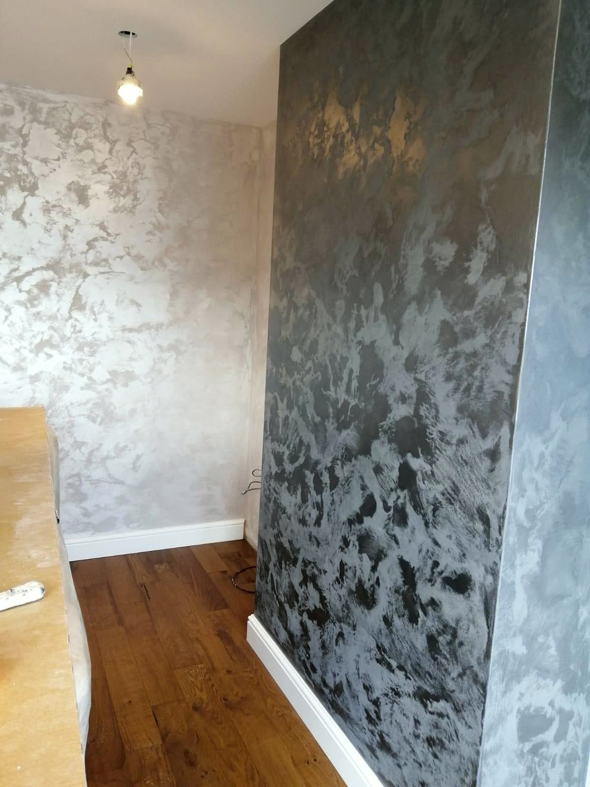 Metallic Venetian-style plaster feature wall