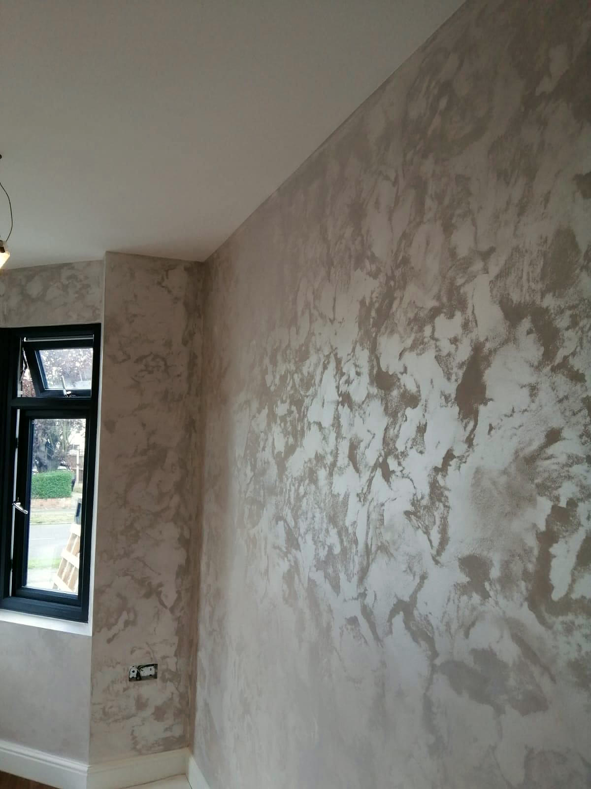 Decorative plaster finish on walls