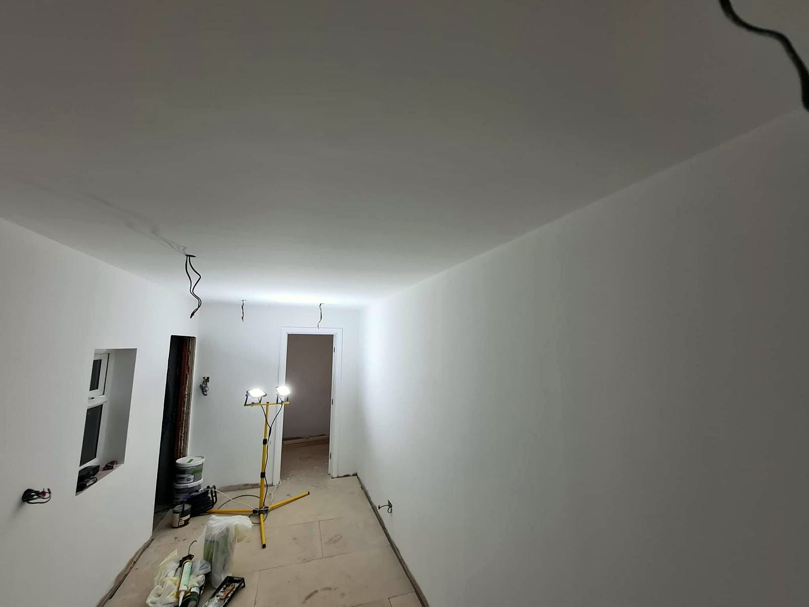 Freshly plastered extension room
